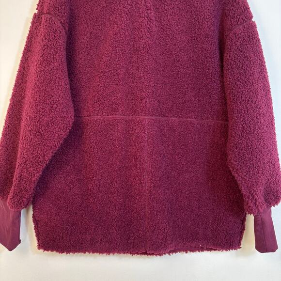 COS Oversized Teddy Fleece Sweatshirt Size XS Wool Blend Burgundy Crew Neck - Picture 4 of 13